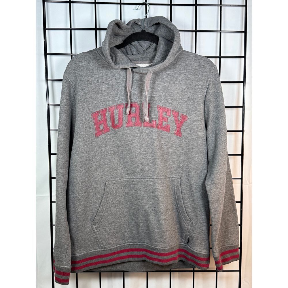 Hurley Hoodie Sweatshirt Mens S Gray Pullover Varsity‎ Stripes Streewtwear